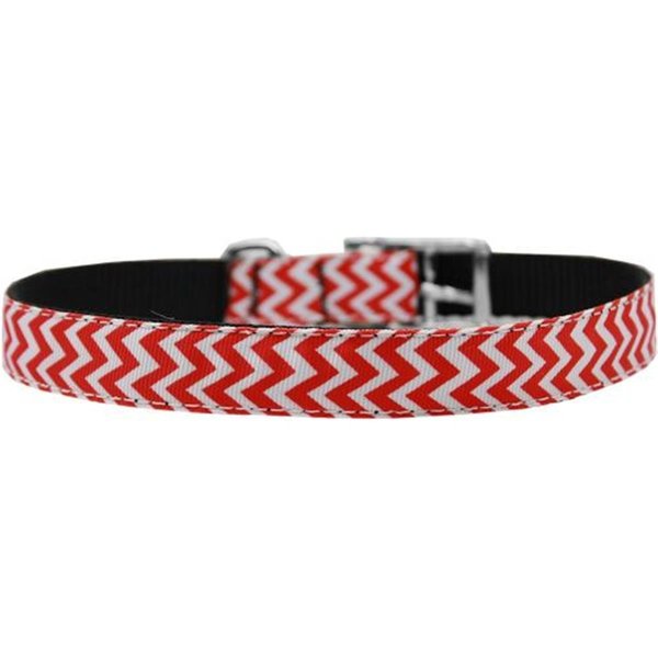 Unconditional Love 0.75 in. Chevrons Nylon Dog Collar with Classic BuckleRed Size 12 UN847612